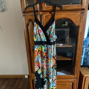 Fashion Bug Black Print Maxi Dress